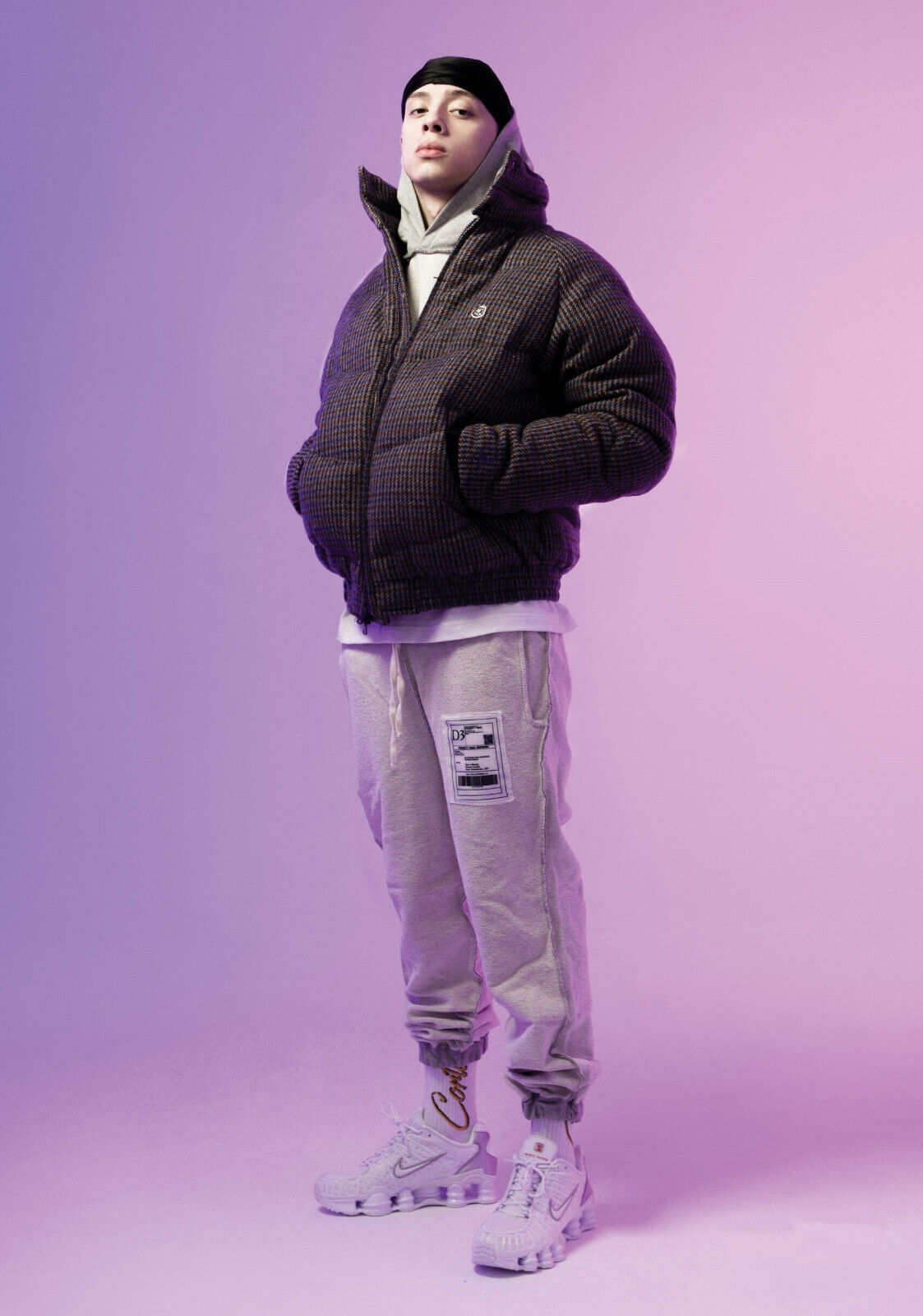 Central Cee Puffer Jacket Photoshoot | Purple Studio Portrait Poster | UK Rap Fashion Art - Music Poster