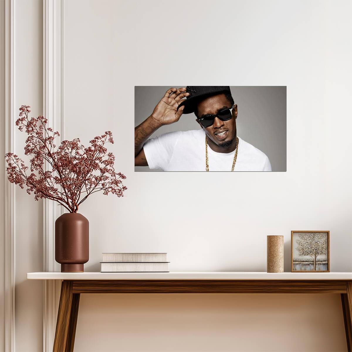 Sean Diddy Combs Shouting | Black Hat & Sunglasses Photo | Hip Hop Legend Poster - Music Poster