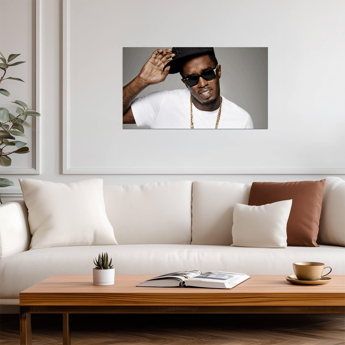 Sean Diddy Combs Shouting | Black Hat & Sunglasses Photo | Hip Hop Legend Poster - Music Poster