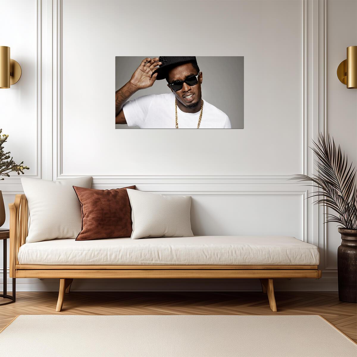 Sean Diddy Combs Shouting | Black Hat & Sunglasses Photo | Hip Hop Legend Poster - Music Poster