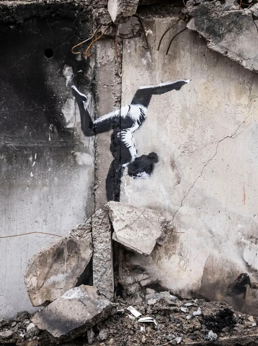 Banksy Gymnast in Borodyanka | Street Art Print | Modern Graffiti Wall Poster - Graphic & Art Poster