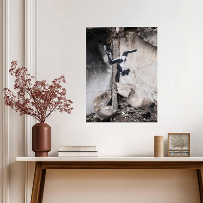 Banksy Gymnast in Borodyanka | Street Art Print | Modern Graffiti Wall Poster - Graphic & Art Poster