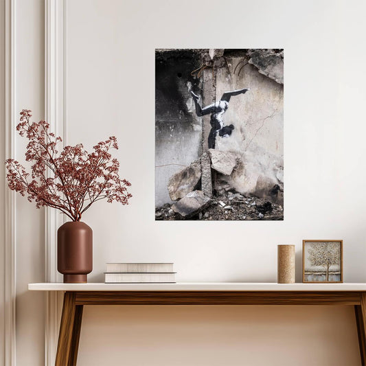 Banksy Gymnast in Borodyanka | Street Art Print | Modern Graffiti Wall Poster - Graphic & Art Poster