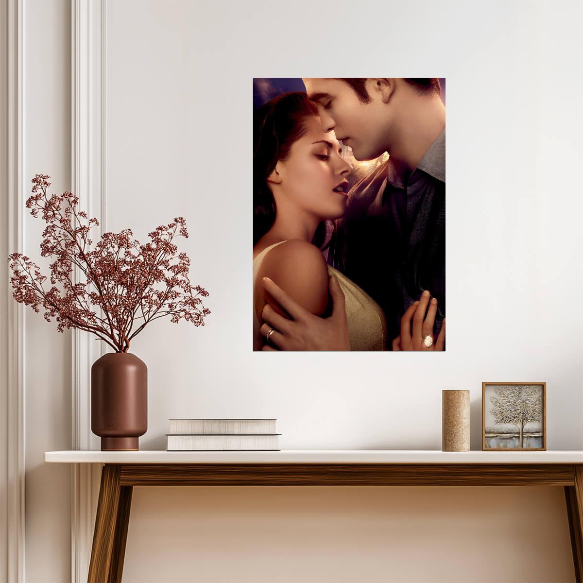 Twilight Saga Bella & Edward Kiss | Close Up Movie Poster | Romance Film Art - Movies & TV Poster