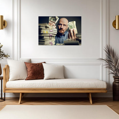 Breaking Bad Walter White with Money | TV Show Poster | Bryan Cranston as Heisenberg Art - Movies & TV Poster