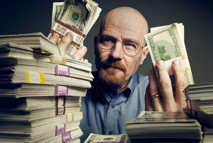 Breaking Bad Walter White with Money | TV Show Poster | Bryan Cranston as Heisenberg Art - Movies & TV Poster