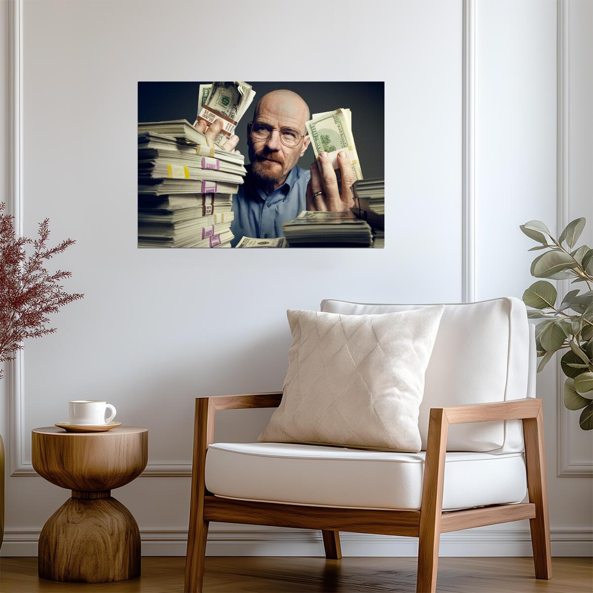 Breaking Bad Walter White with Money | TV Show Poster | Bryan Cranston as Heisenberg Art - Movies & TV Poster