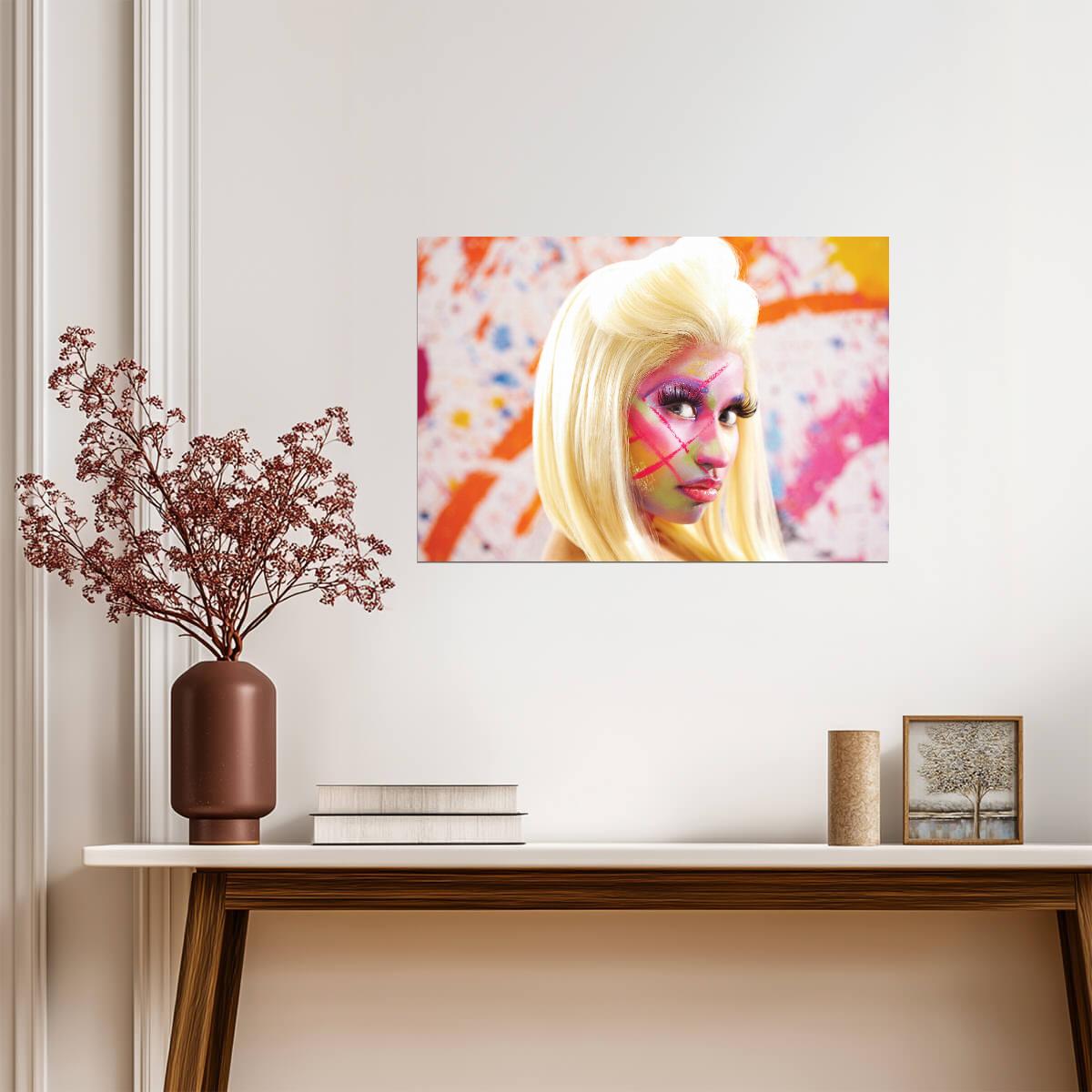 Nicki Minaj Colorful Face Paint | Pink Friday Era Poster | Abstract Music Art - Music Poster