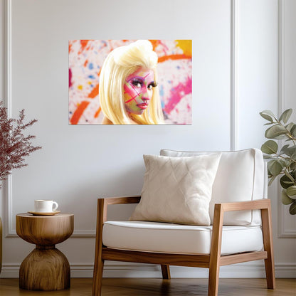 Nicki Minaj Colorful Face Paint | Pink Friday Era Poster | Abstract Music Art - Music Poster