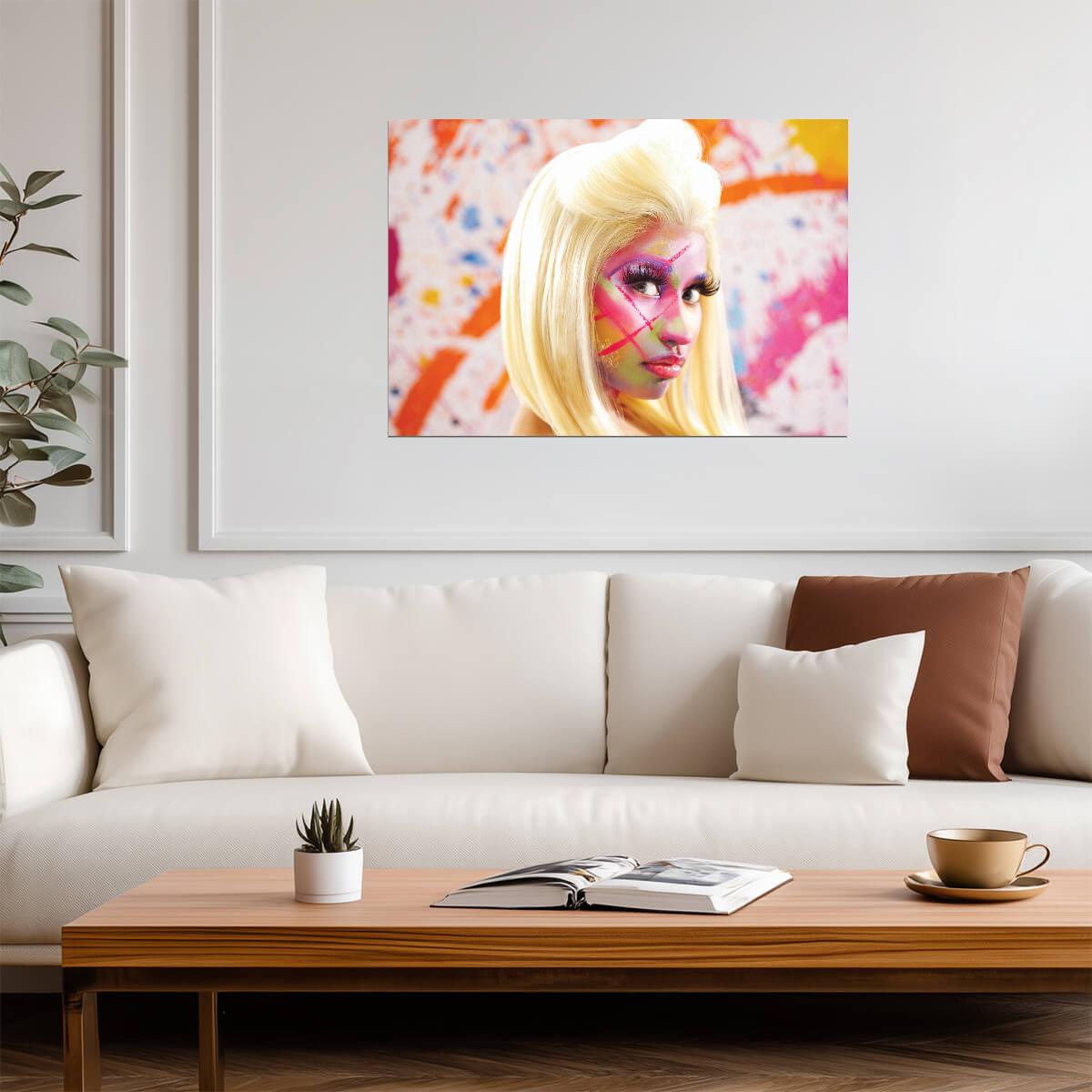 Nicki Minaj Colorful Face Paint | Pink Friday Era Poster | Abstract Music Art - Music Poster