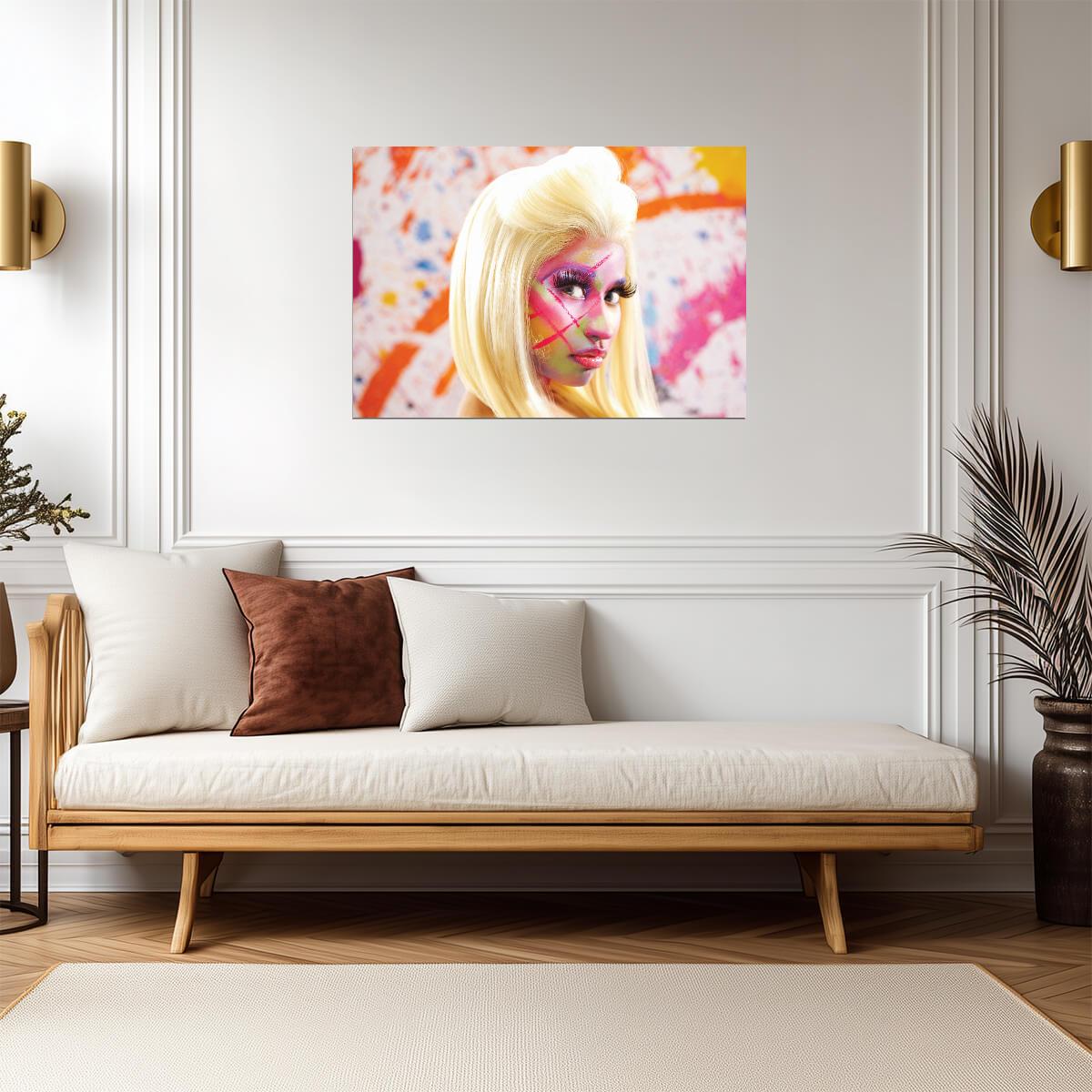 Nicki Minaj Colorful Face Paint | Pink Friday Era Poster | Abstract Music Art - Music Poster