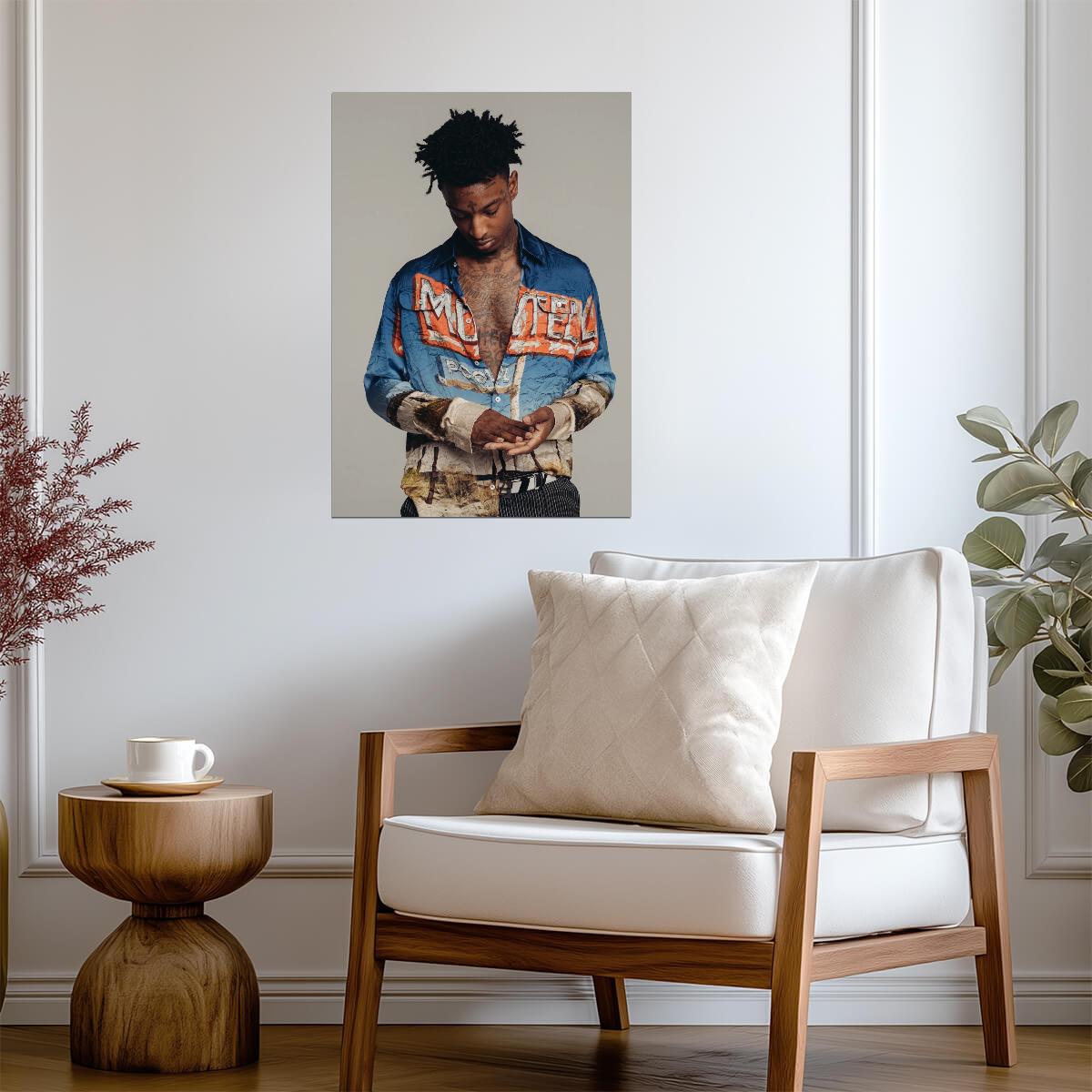 21 Savage in Colorful Shirt | Studio Photoshoot Poster | Hip Hop Star Wall Art - Music Poster