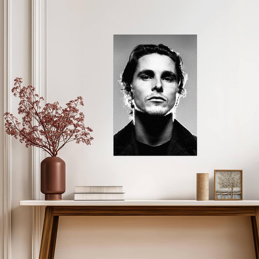 Christian Bale | Black and White Portrait Poster | Actor Wall Art - Celebrities Poster