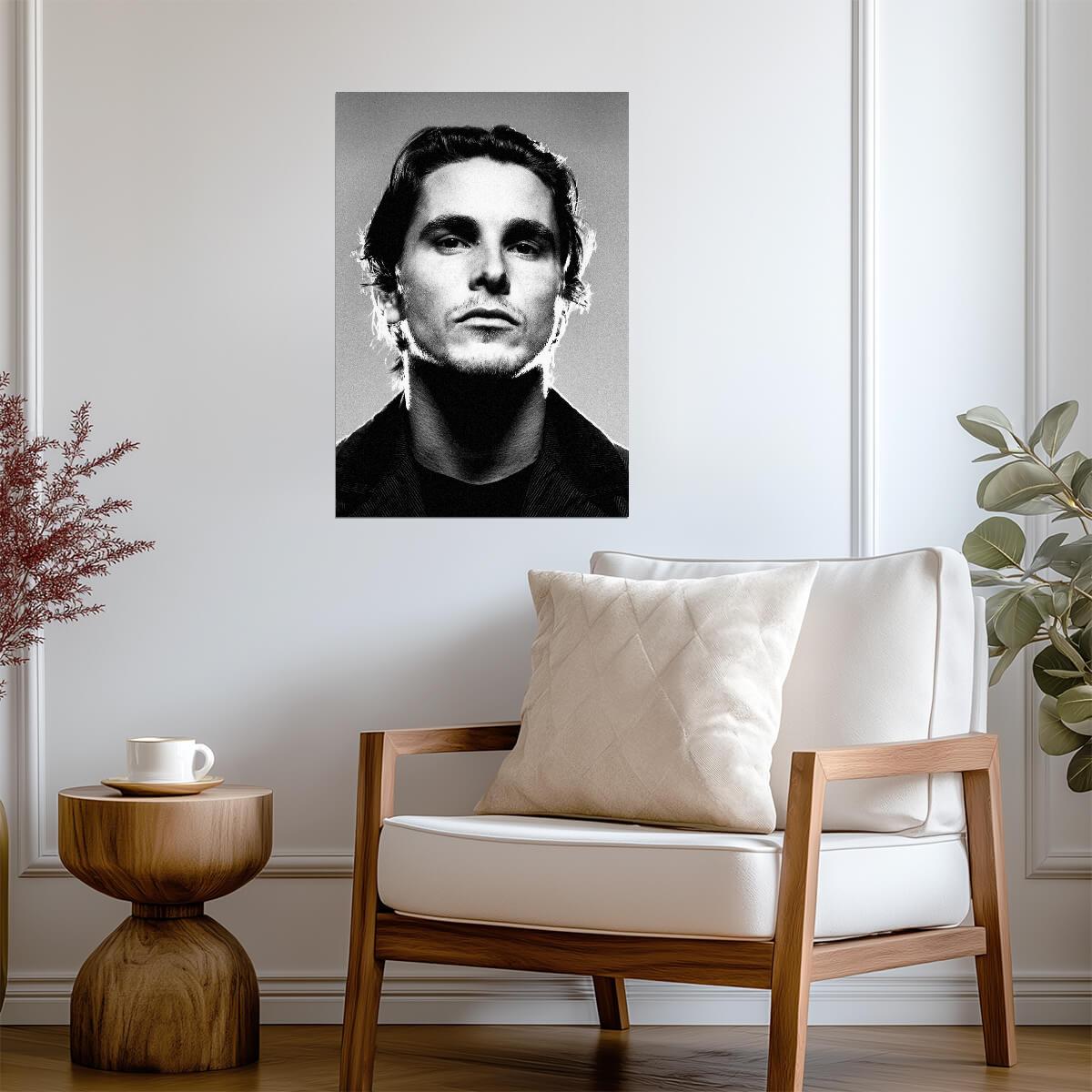 Christian Bale | Black and White Portrait Poster | Actor Wall Art - Celebrities Poster