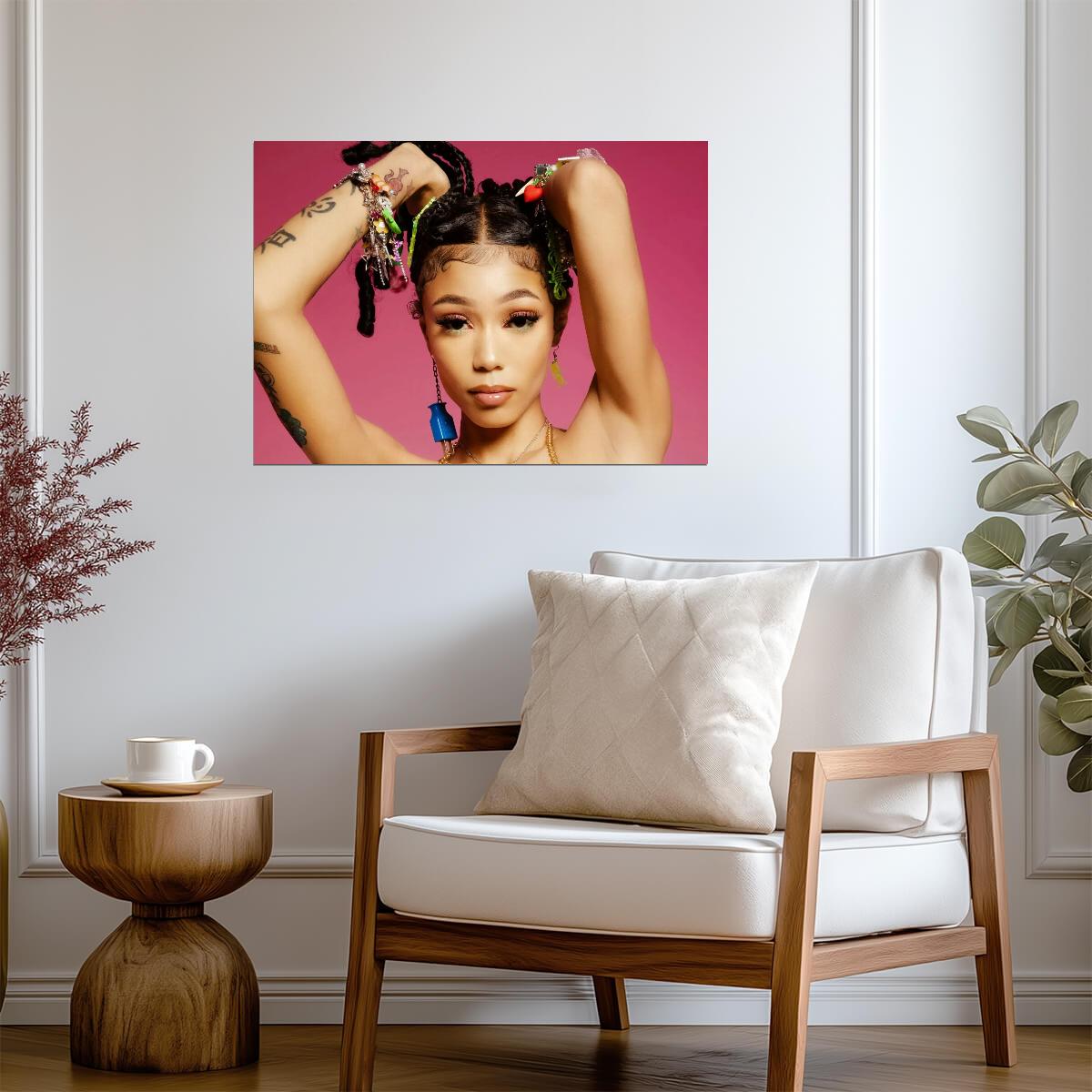 Coi Leray Colorful Portrait | Hip Hop Star Poster | Modern Pop Rap Wall Art - Music Poster