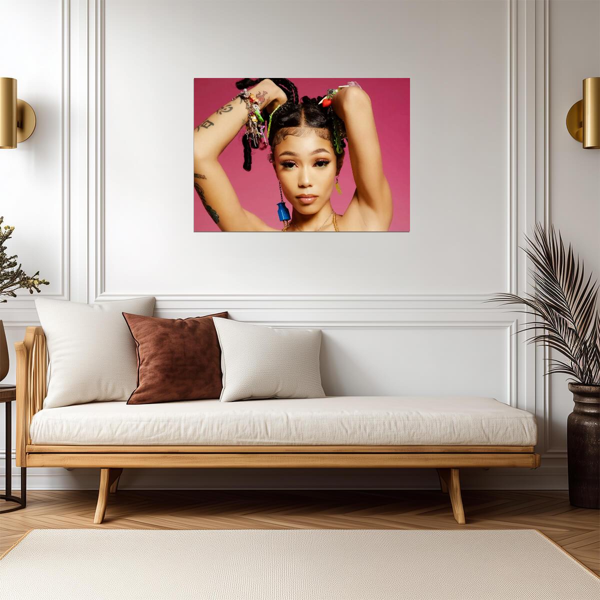 Coi Leray Colorful Portrait | Hip Hop Star Poster | Modern Pop Rap Wall Art - Music Poster