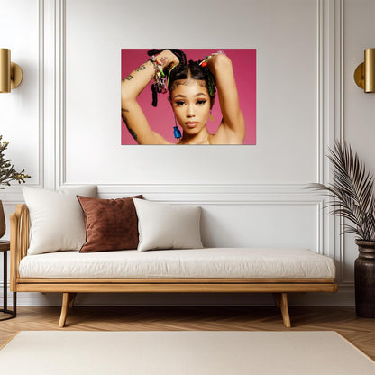 Coi Leray Colorful Portrait | Hip Hop Star Poster | Modern Pop Rap Wall Art - Music Poster