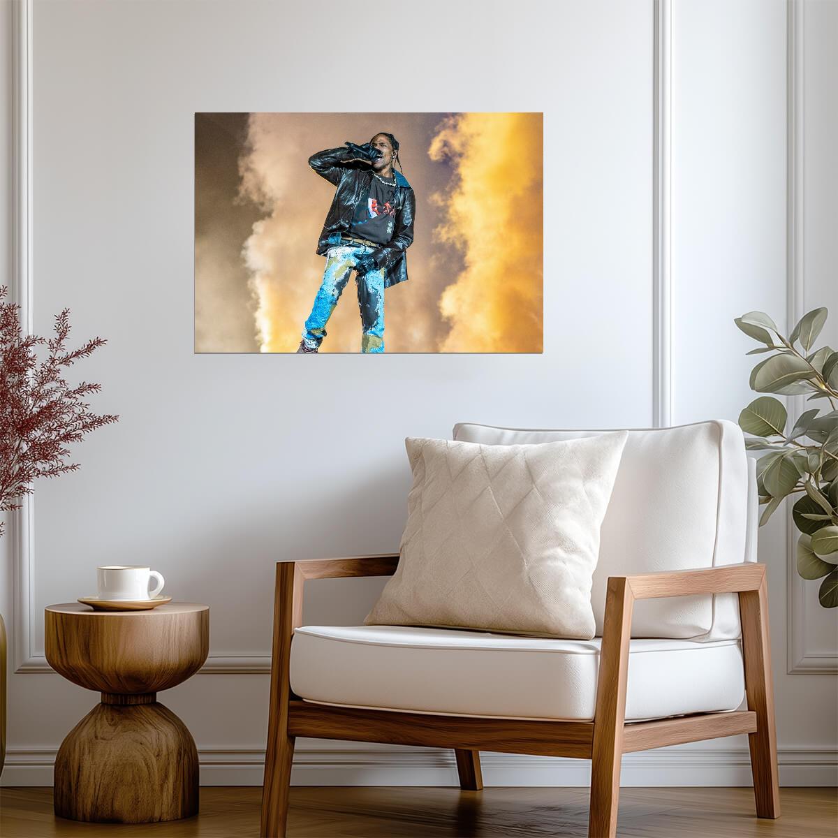 Travis Scott Live Stage | Smoke & Fire Concert Photo | Hip Hop Wall Art Poster - Music Poster