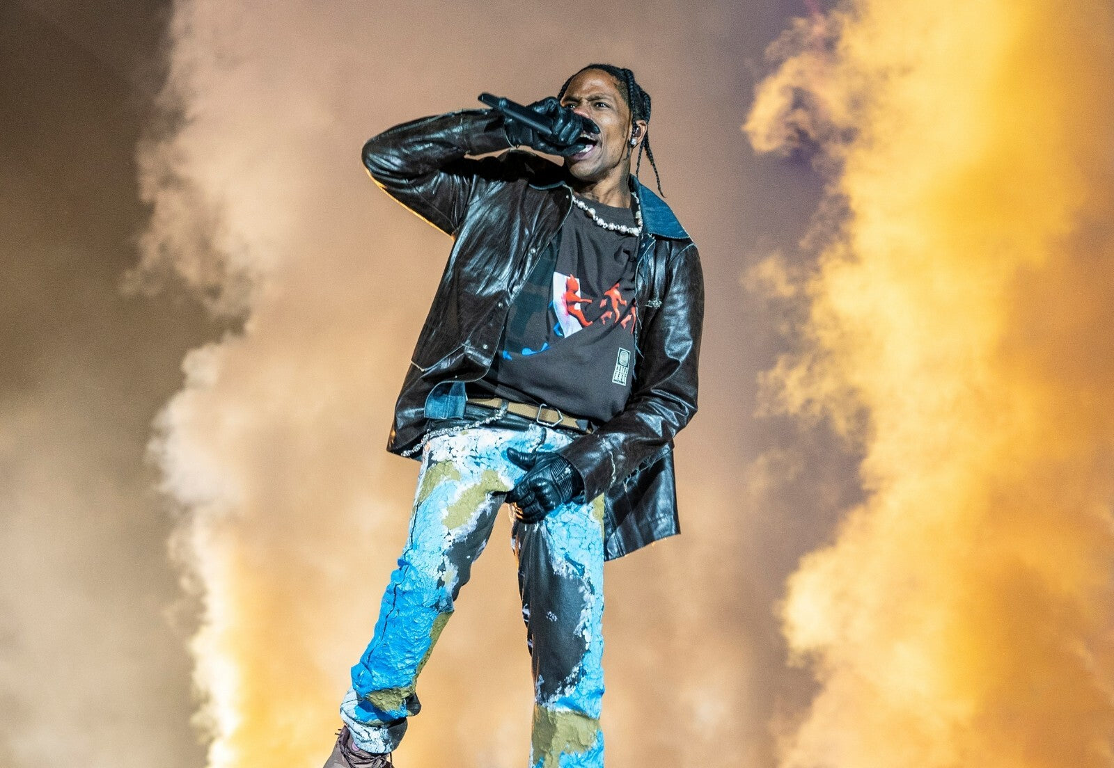 Travis Scott Live Stage | Smoke & Fire Concert Photo | Hip Hop Wall Art Poster - Music Poster