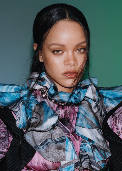 Rihanna Colorful Ruffled Top | Close Up Portrait Poster | Music Star Fashion Art - Music Poster