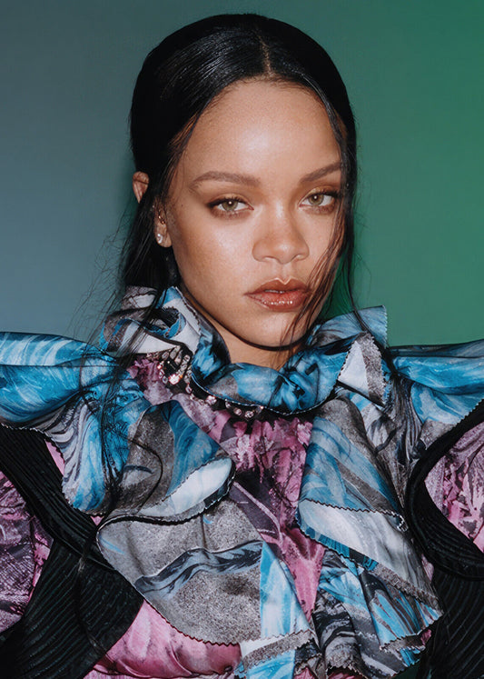 Rihanna Colorful Ruffled Top | Close Up Portrait Poster | Music Star Fashion Art - Music Poster