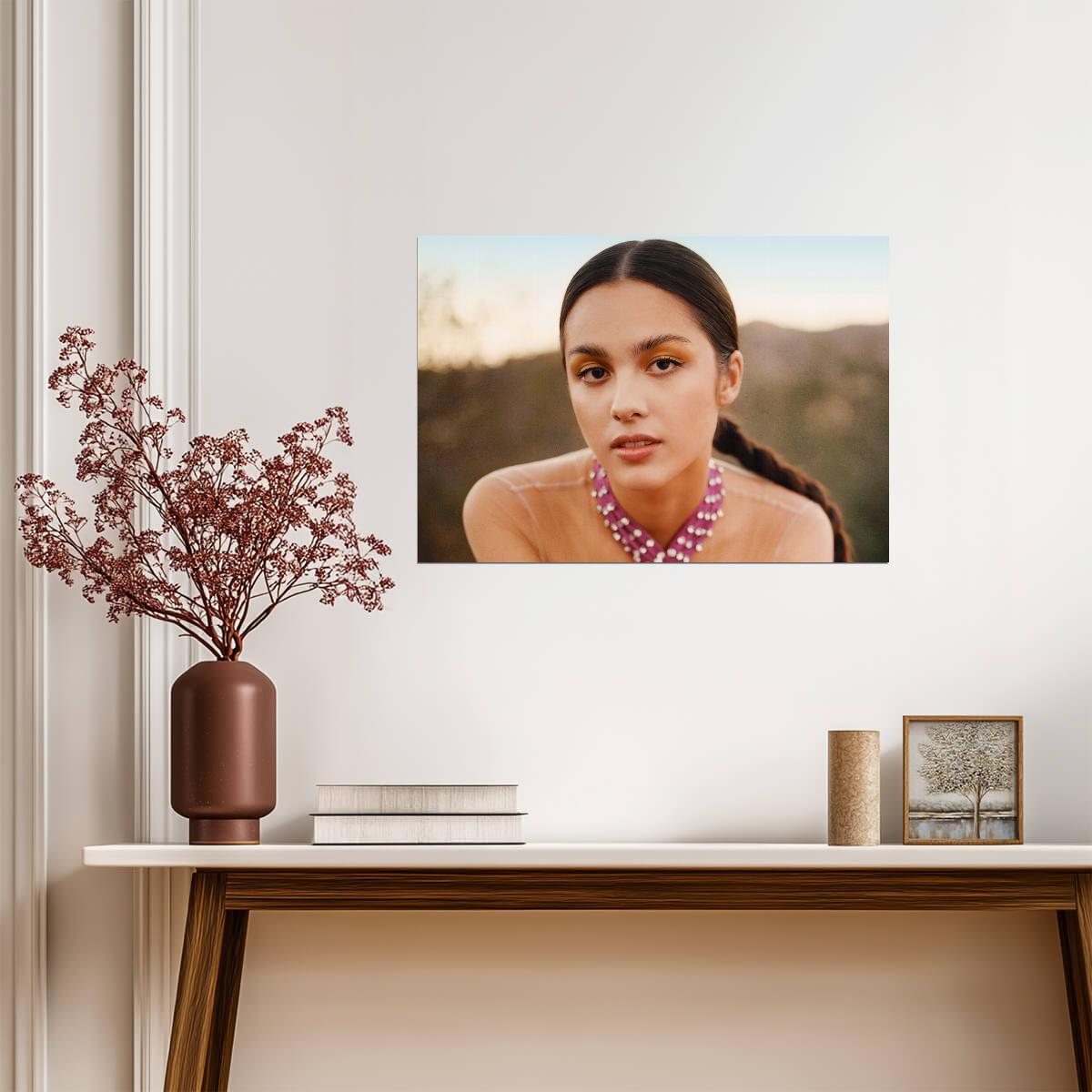 Olivia Rodrigo Pink Choker | Warm Light Portrait | Pop Music Sensation Poster - Music Poster
