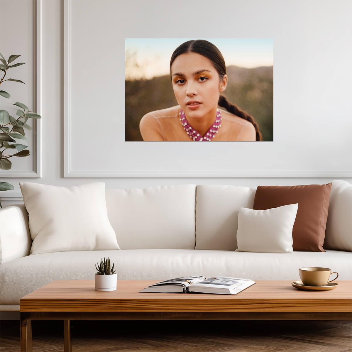 Olivia Rodrigo Pink Choker | Warm Light Portrait | Pop Music Sensation Poster - Music Poster