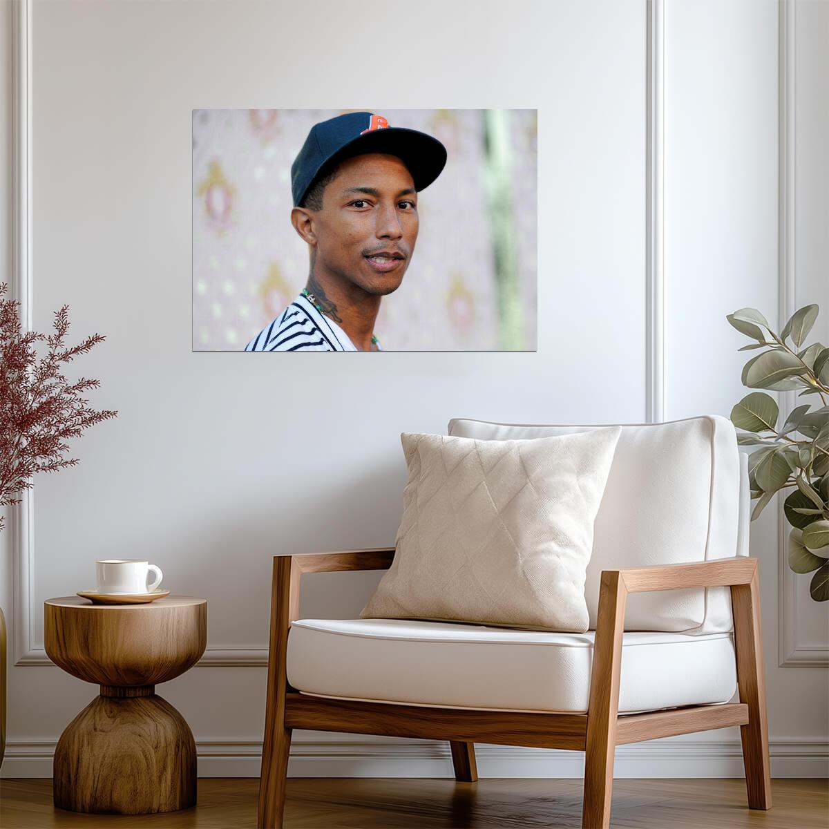 Pharrell Williams Portrait | Striped Shirt Photoshoot Poster | Music Star Wall Art - Music Poster