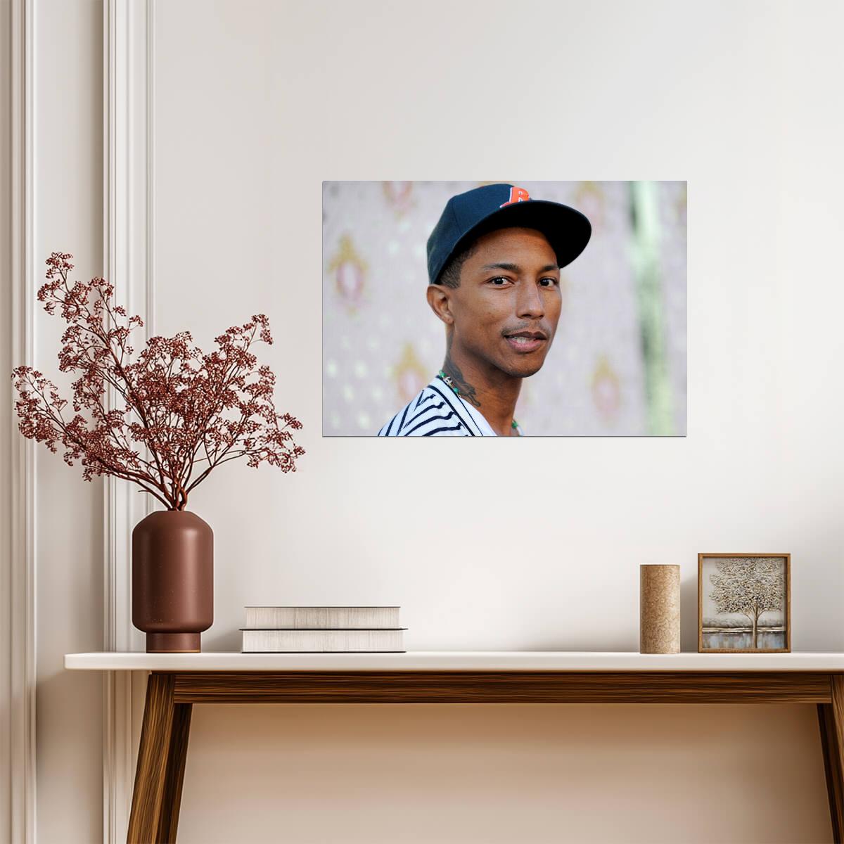 Pharrell Williams Portrait | Striped Shirt Photoshoot Poster | Music Star Wall Art - Music Poster