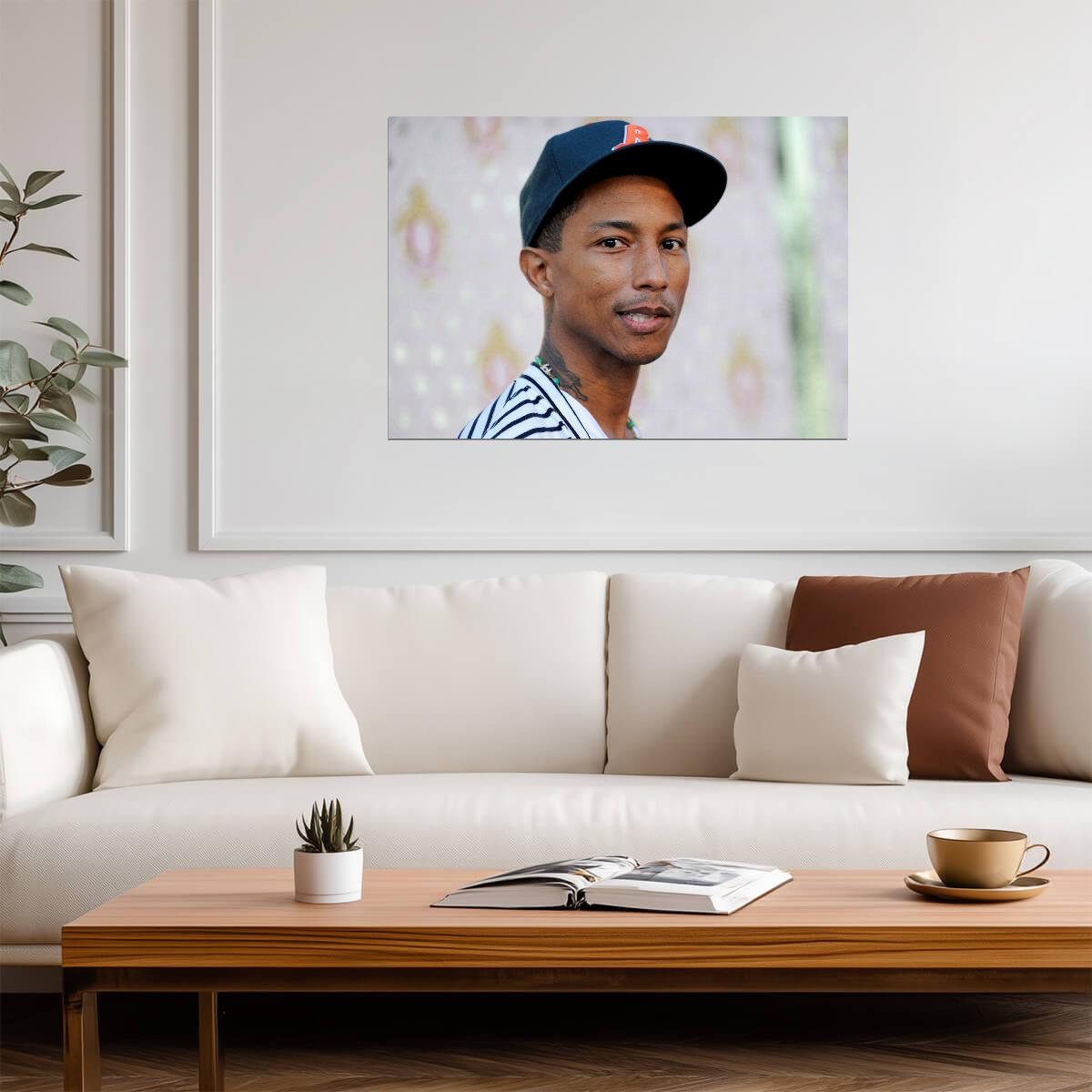 Pharrell Williams Portrait | Striped Shirt Photoshoot Poster | Music Star Wall Art - Music Poster