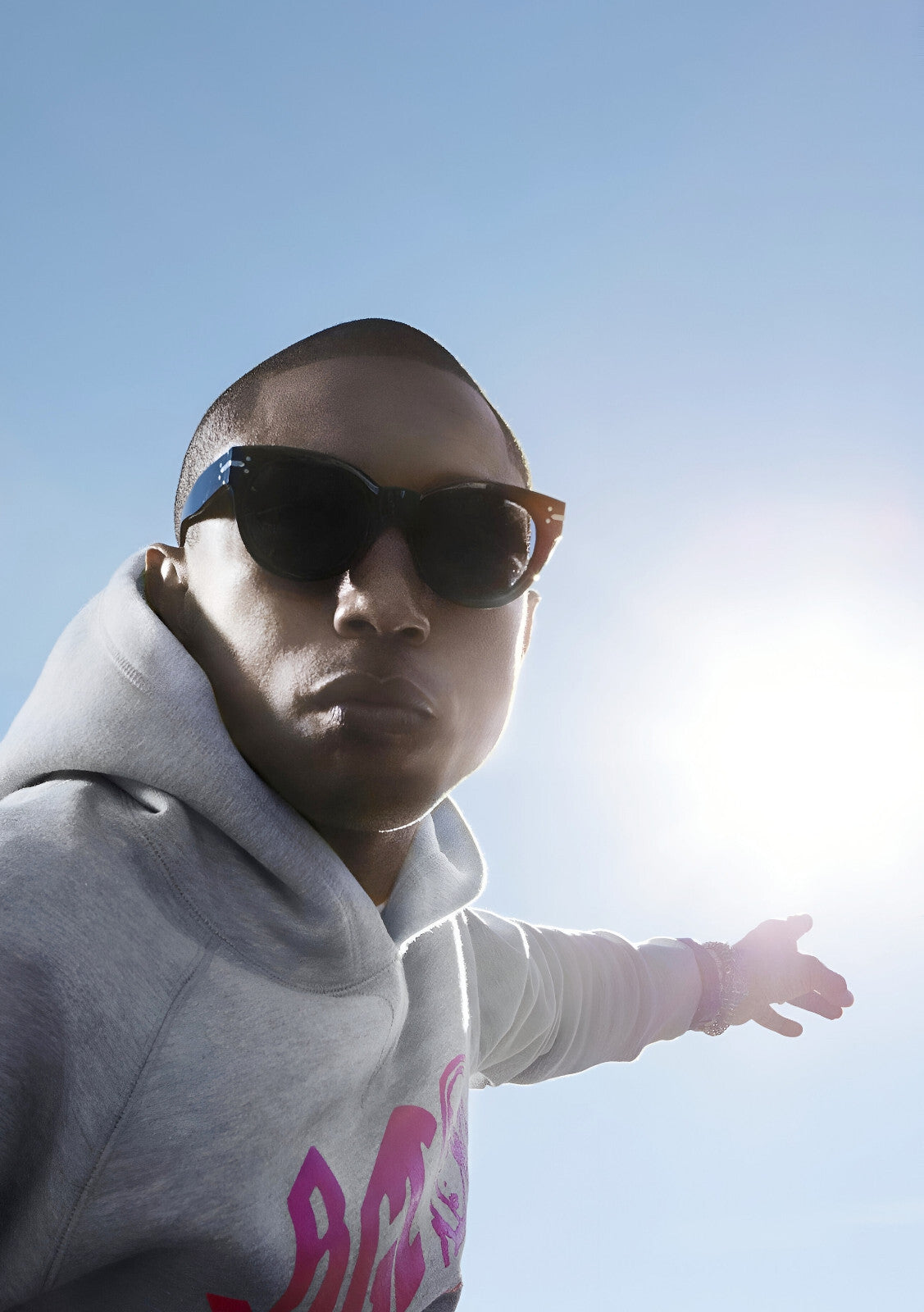 Pharrell Williams in Grey Hoodie | Celebrity Portrait Poster | Music Star Wall Art - Music Poster
