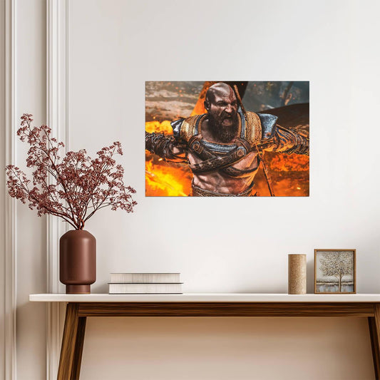 God of War Ragnarök Kratos Roaring | Norse Mythology Poster | Action Game Close-Up Art - Video Games Poster