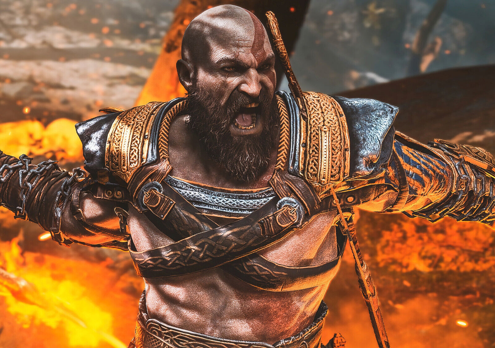 God of War Ragnarök Kratos Roaring | Norse Mythology Poster | Action Game Close-Up Art - Video Games Poster