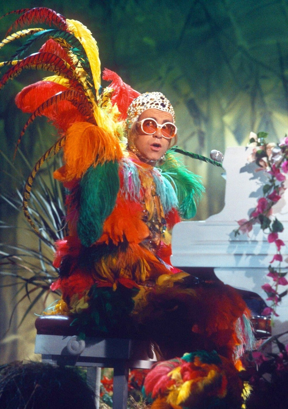 Elton John 1970s Feather Costume | Vintage Music Poster | Glam Rock Icon Photo - Music Poster