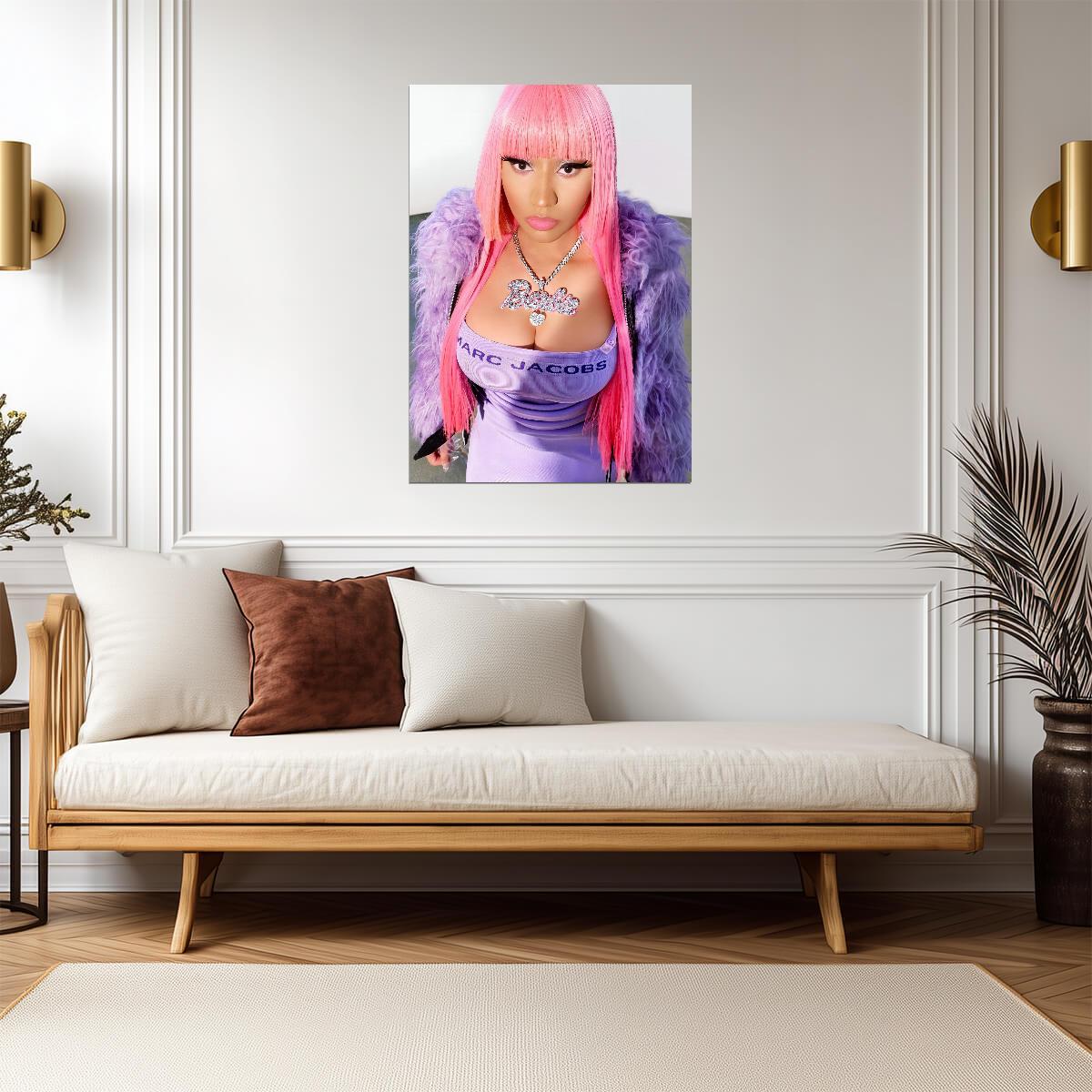 Nicki Minaj Marc Jacobs Photoshoot | Pink Wig Barbie Necklace Poster | Hip Hop Fashion Art - Music Poster