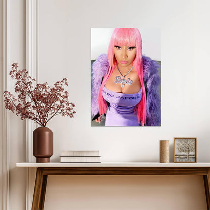 Nicki Minaj Marc Jacobs Photoshoot | Pink Wig Barbie Necklace Poster | Hip Hop Fashion Art - Music Poster
