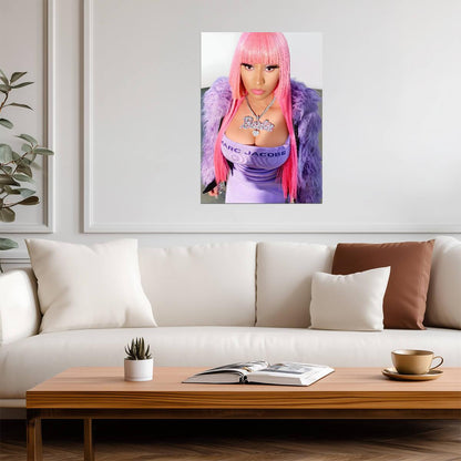Nicki Minaj Marc Jacobs Photoshoot | Pink Wig Barbie Necklace Poster | Hip Hop Fashion Art - Music Poster