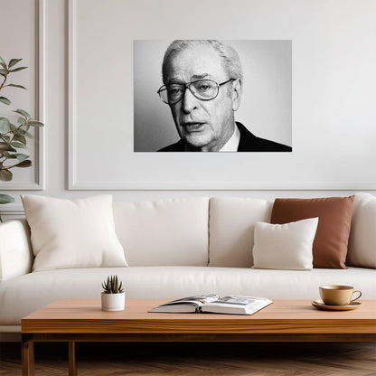 Michael Caine Black and White Portrait | Glasses Close Up | Celebrity Legend Poster - Celebrities Poster