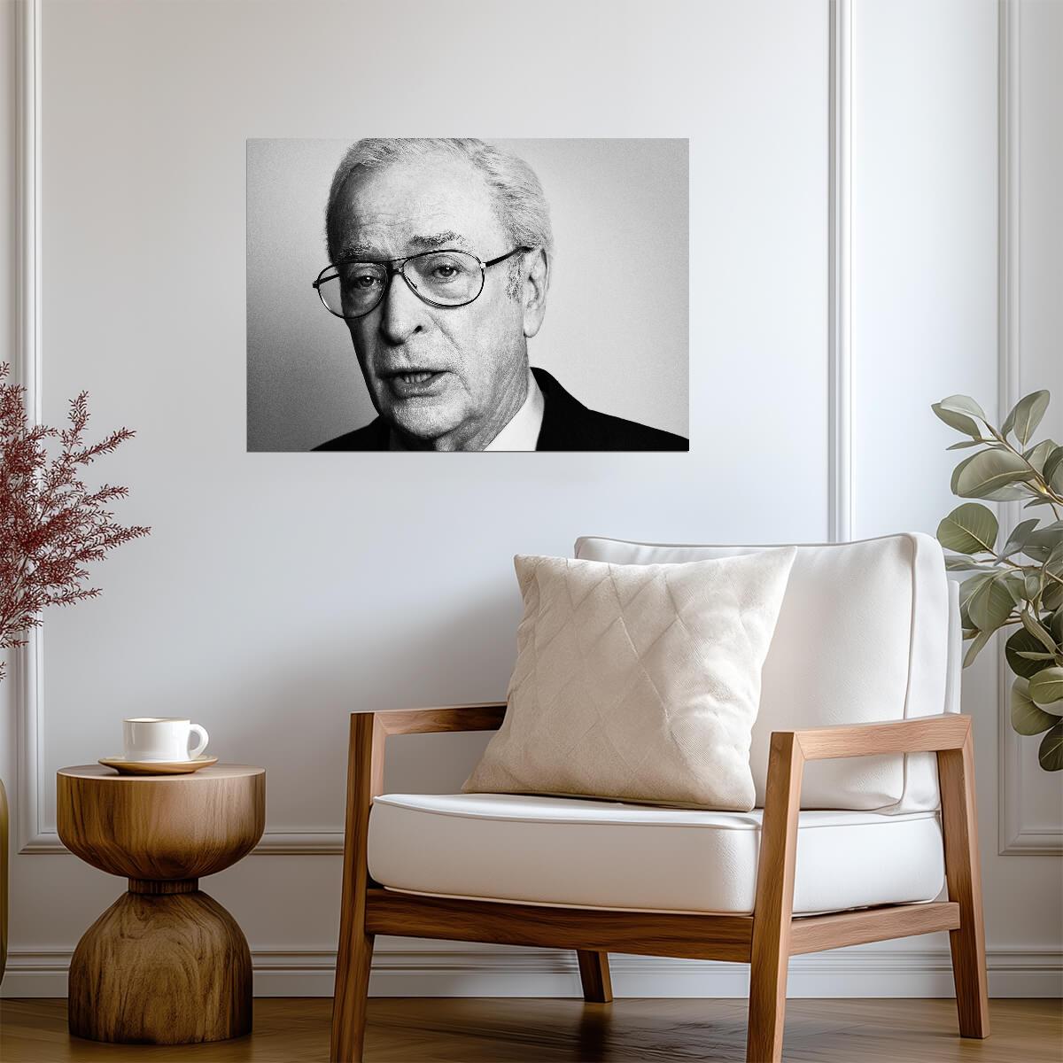 Michael Caine Black and White Portrait | Glasses Close Up | Celebrity Legend Poster - Celebrities Poster