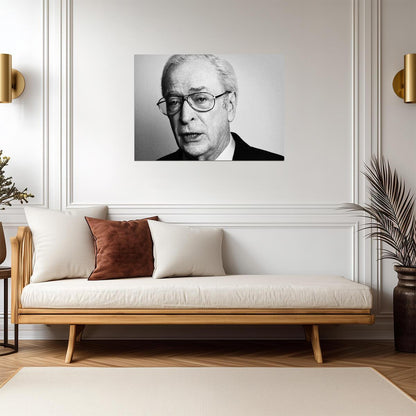 Michael Caine Black and White Portrait | Glasses Close Up | Celebrity Legend Poster - Celebrities Poster