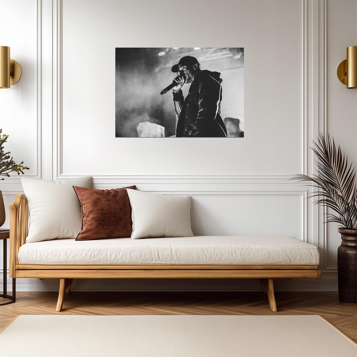 Travis Scott Monochrome Concert | Live Mic Performance | Hip Hop Music Poster - Music Poster