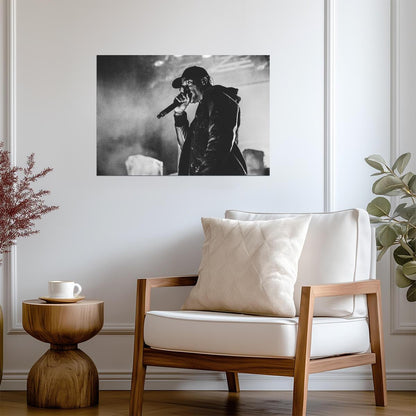Travis Scott Monochrome Concert | Live Mic Performance | Hip Hop Music Poster - Music Poster