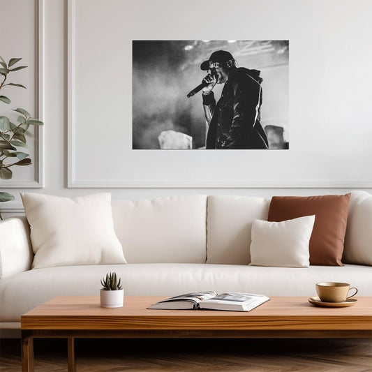 Travis Scott Monochrome Concert | Live Mic Performance | Hip Hop Music Poster - Music Poster