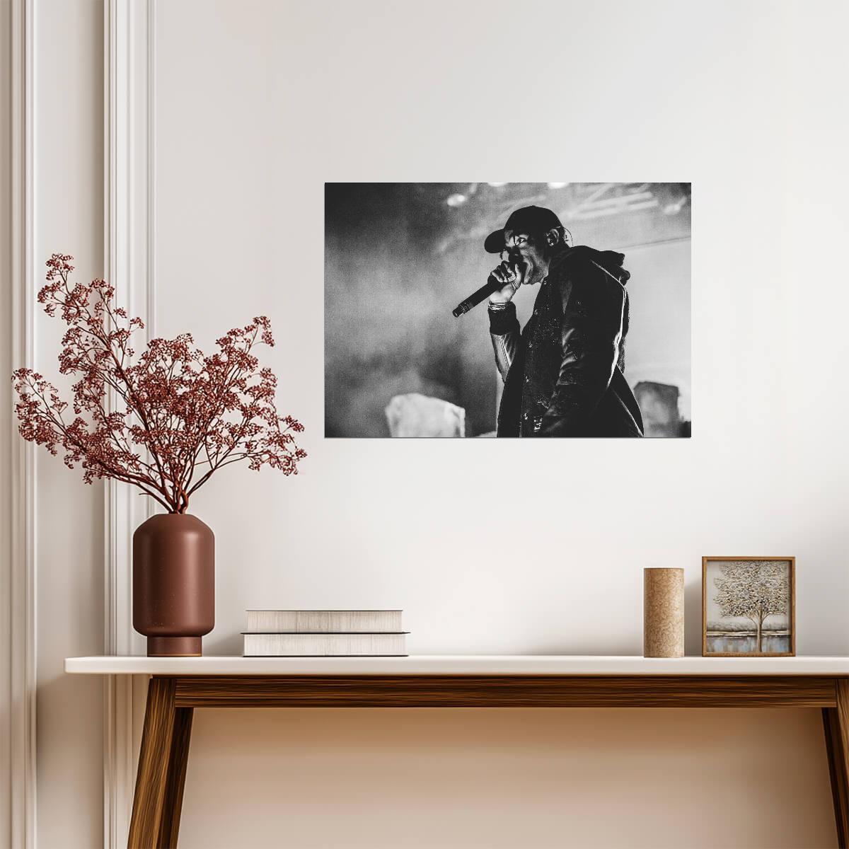 Travis Scott Monochrome Concert | Live Mic Performance | Hip Hop Music Poster - Music Poster