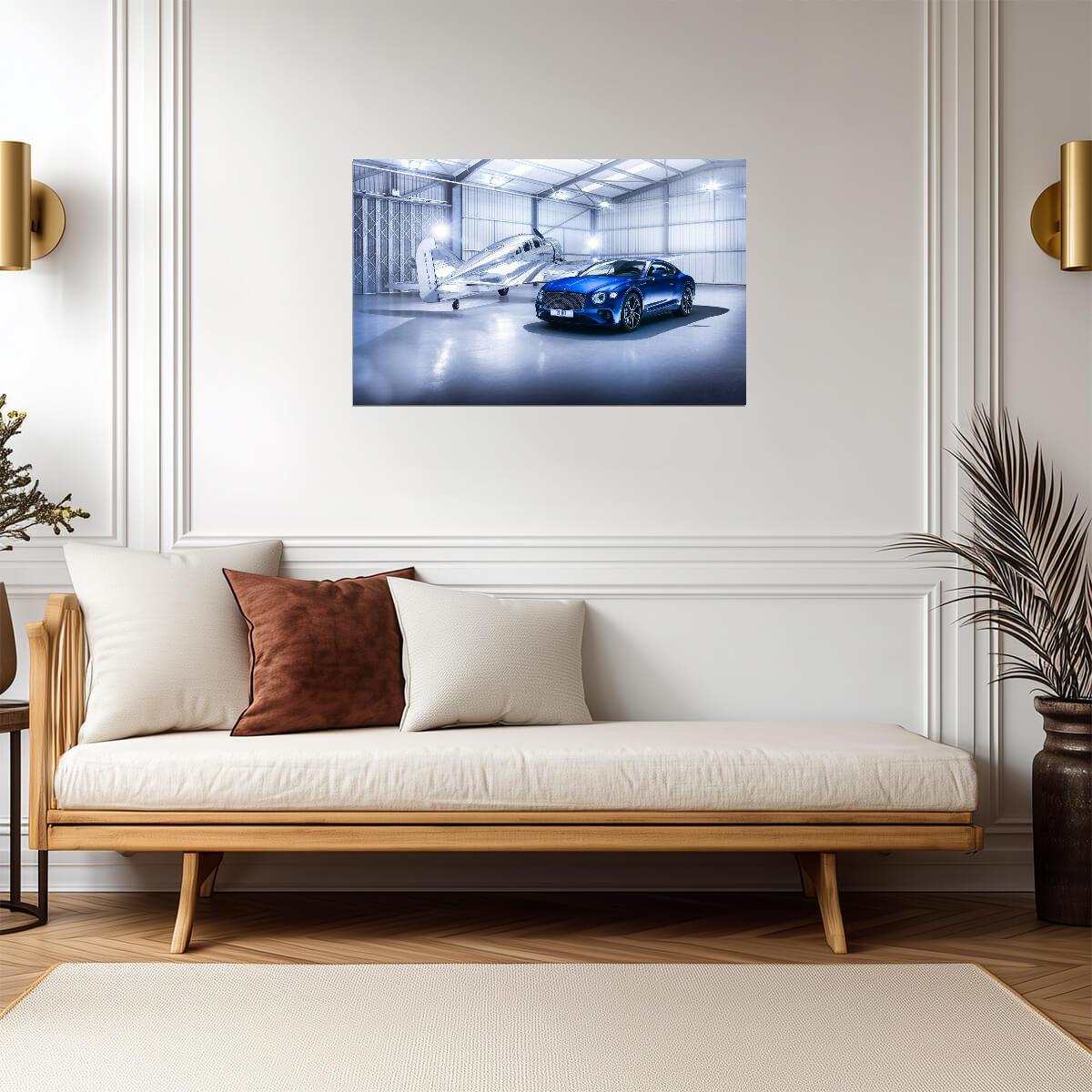 Bentley Continental GT 2018 | Blue Luxury Grand Tourer Poster | Automotive & Aviation Art Print - Cars Poster