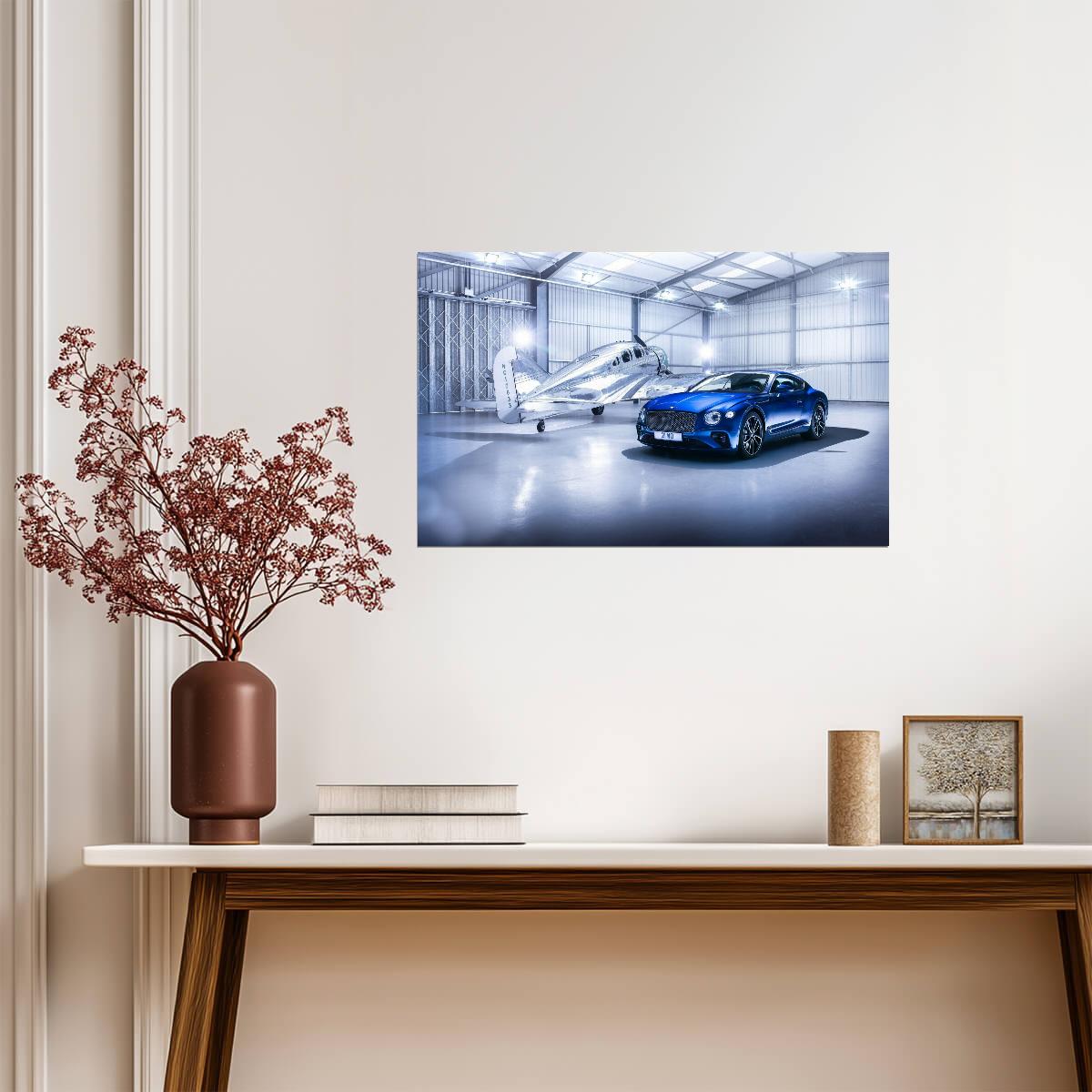 Bentley Continental GT 2018 | Blue Luxury Grand Tourer Poster | Automotive & Aviation Art Print - Cars Poster