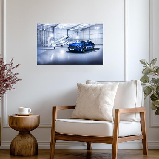 Bentley Continental GT 2018 | Blue Luxury Grand Tourer Poster | Automotive & Aviation Art Print - Cars Poster