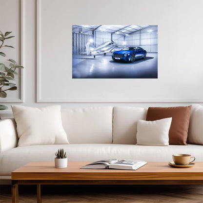 Bentley Continental GT 2018 | Blue Luxury Grand Tourer Poster | Automotive & Aviation Art Print - Cars Poster