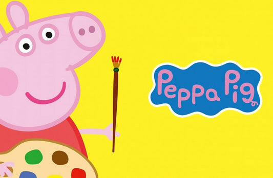 Peppa Pig with Paintbrush | Yellow Background Art | Creative Nursery Poster - Movies & TV Poster