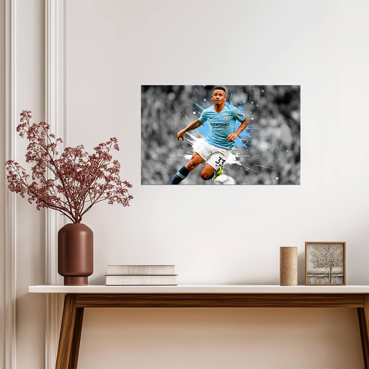 Gabriel Jesus Stylized Art Poster | Manchester City Soccer | Sports Wall Art - Sports Poster